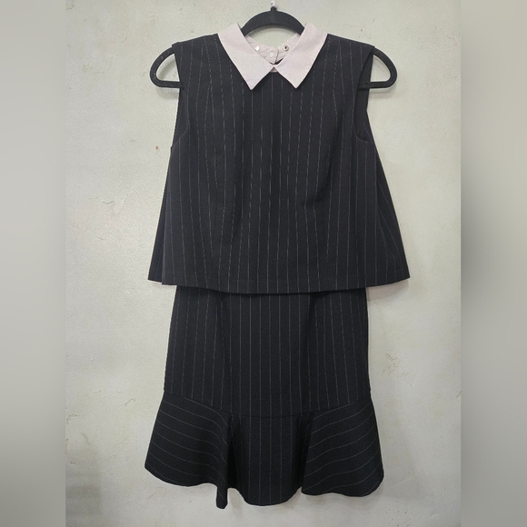 Y2K BCBGMAXARZRIA Black and White Pin Striped Auit Dress size 0 - Picture 2 of 7